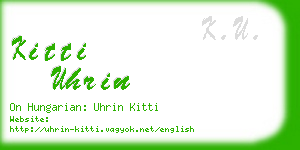 kitti uhrin business card